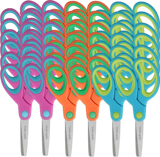 WOSWEL Kids Scissors Bulk - 36 Pack Safety Blunt Tip