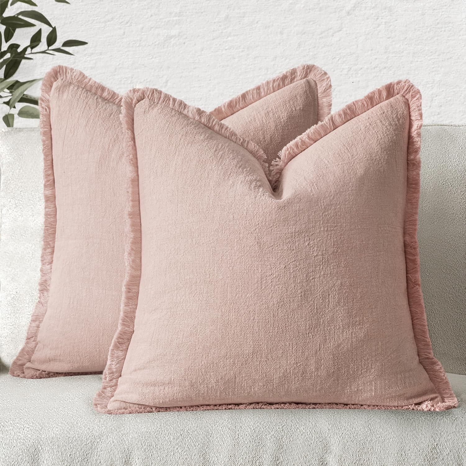 MIULEE Decorative Throw Pillow Covers with Boho Fringe Design