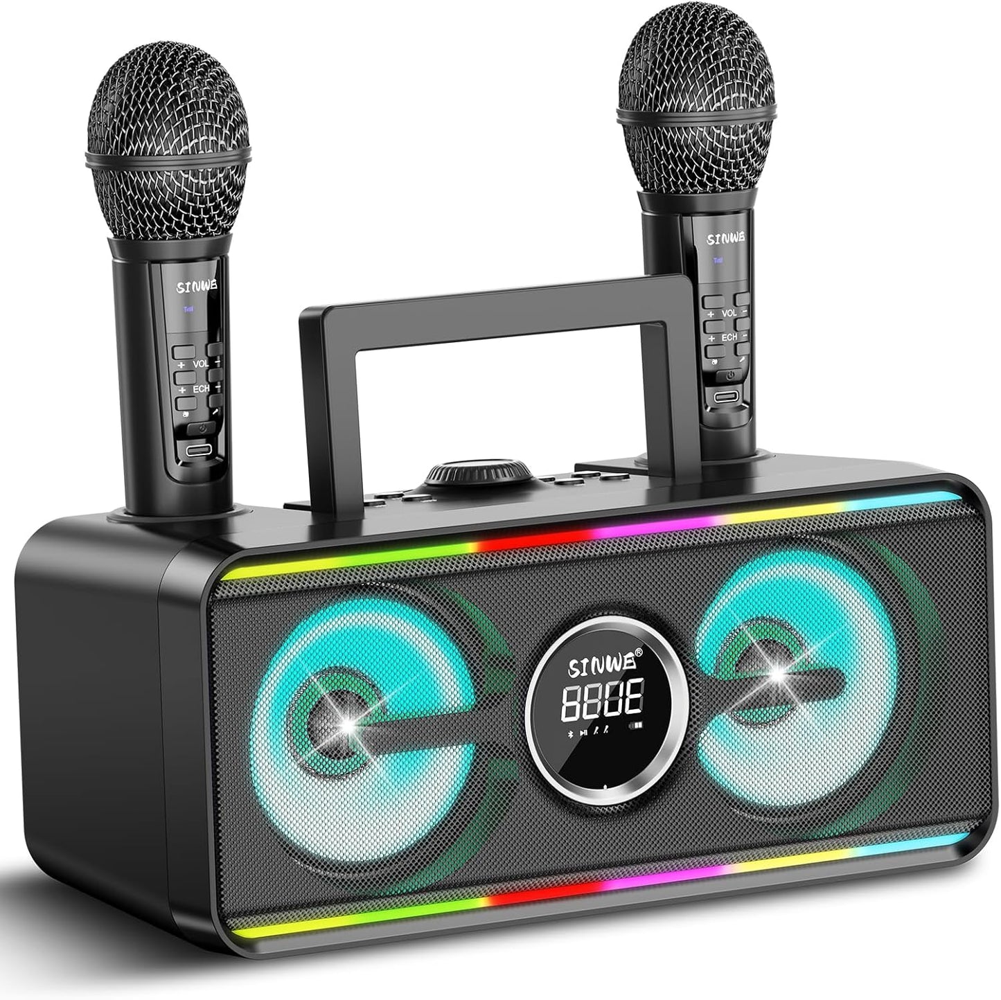 Karaoke Machine with 2 UHF Wireless Microphones for Parties