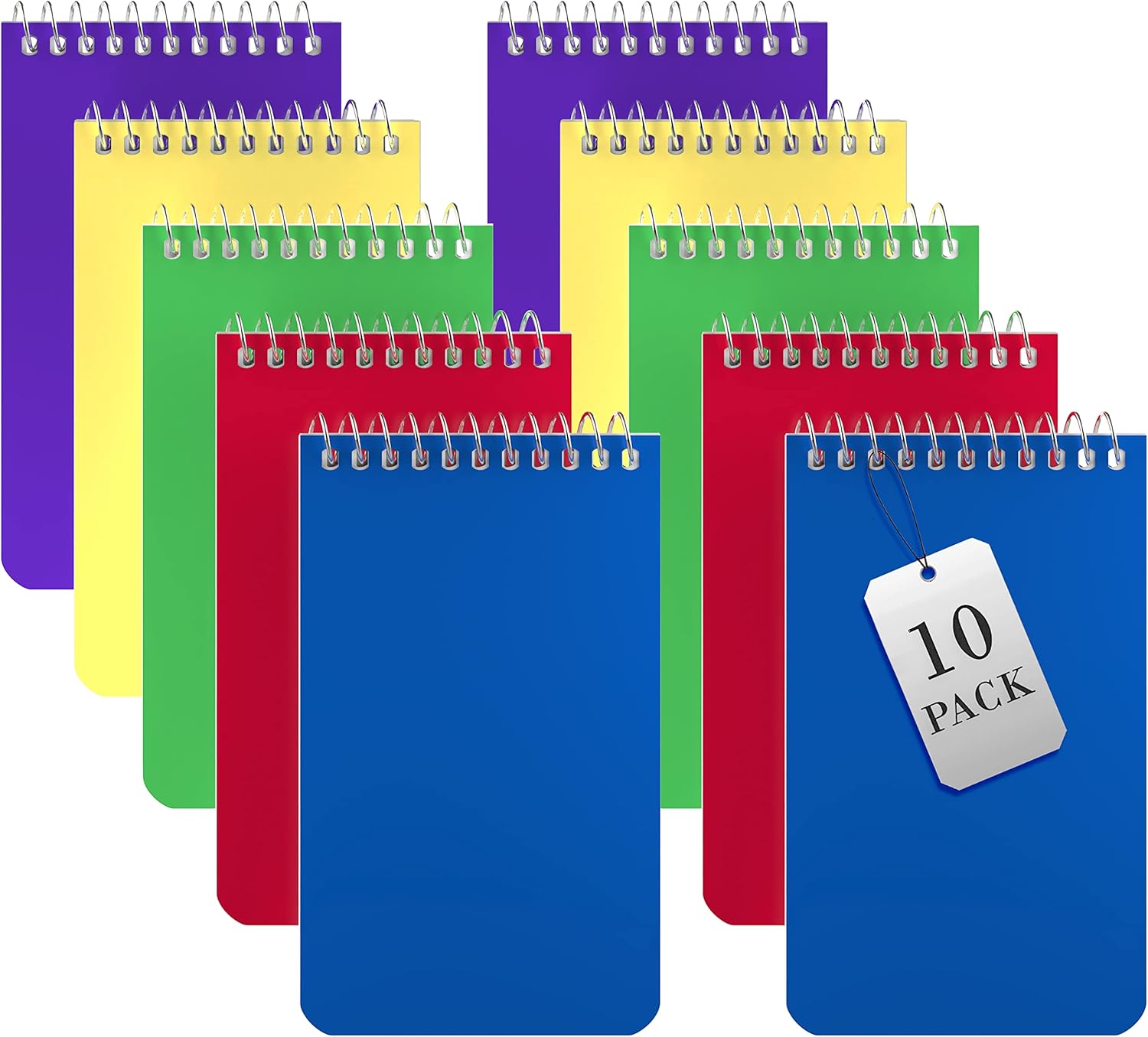 Portable Pocket Notebooks - 10 Packs, 5 Colors!