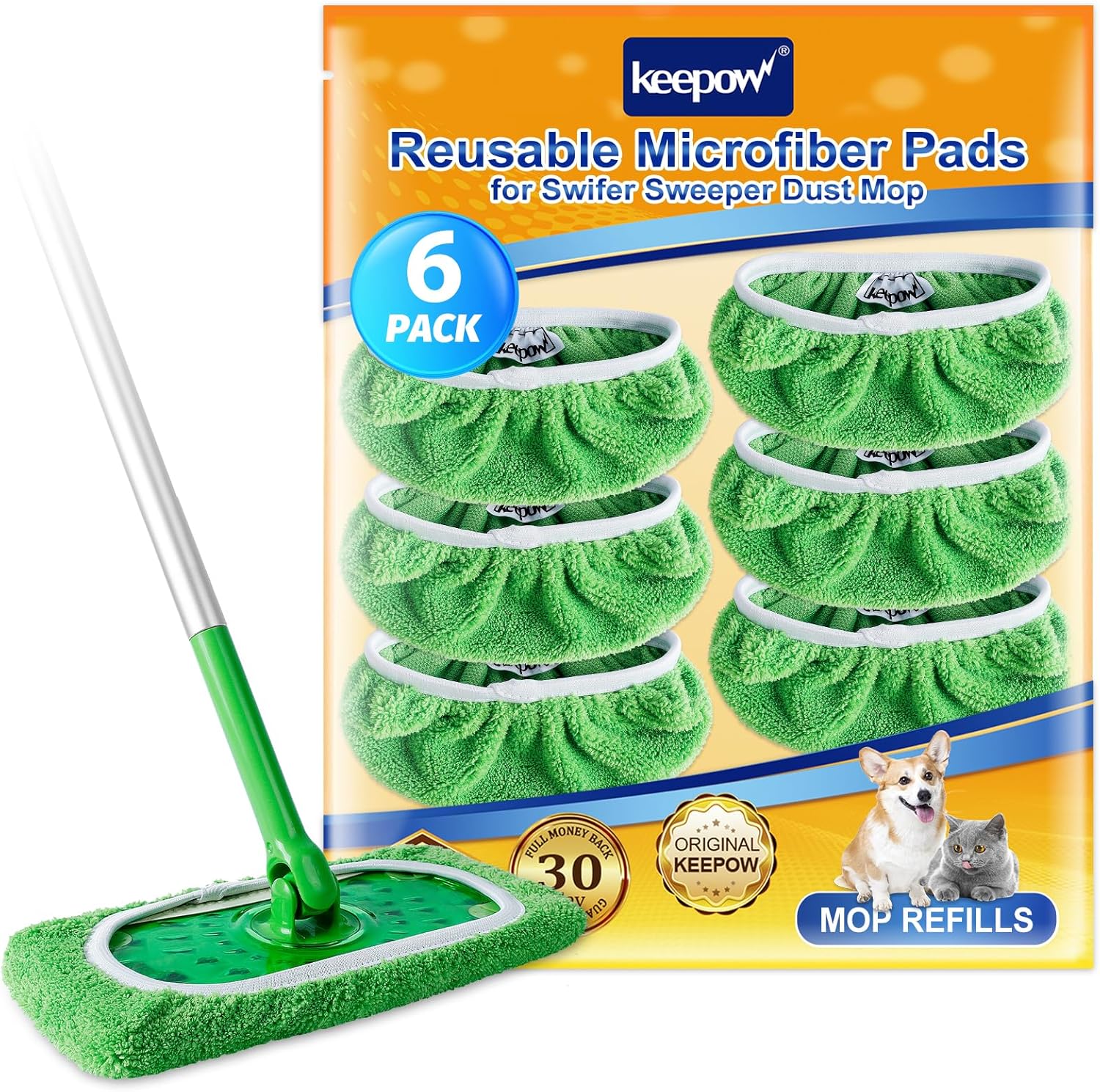 6 Pack Microfiber Wet Pads Refills - Hardwood Floor Cleaning