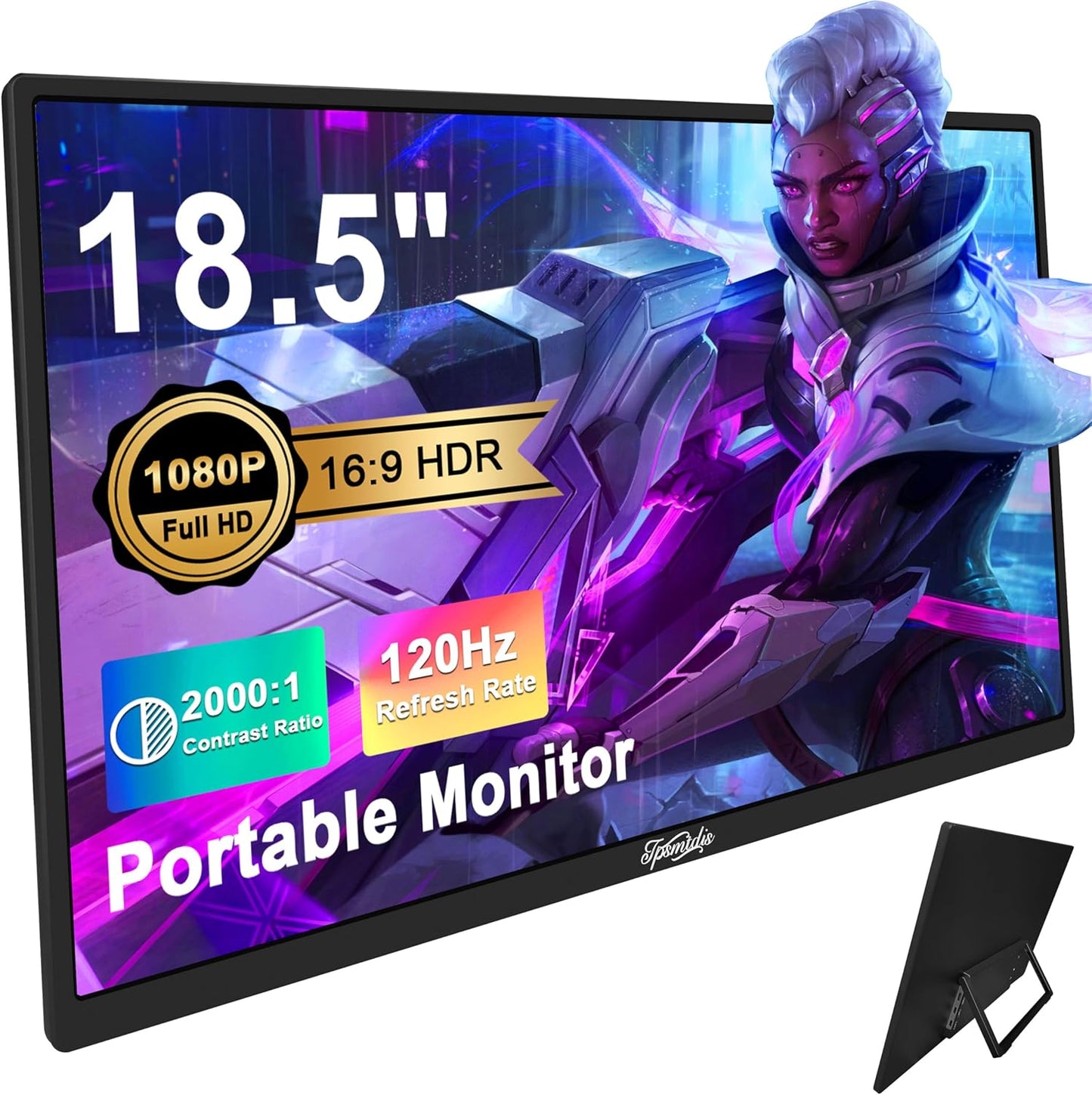 120Hz Portable Gaming Monitor, HDR FHD, Dual Speakers