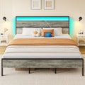 Rolanstar King Bed Frame with Headboard and LED Lights - Smart