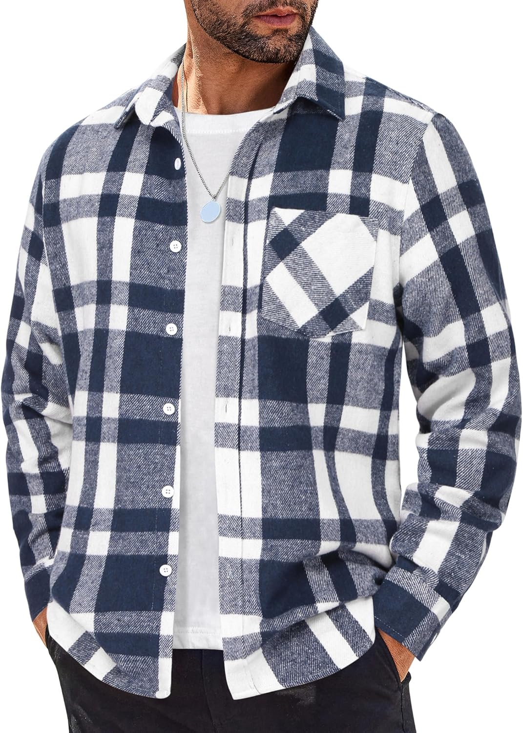 COOFANDY Mens Flannel Shirts Long Sleeve Lightweight Plaid Style