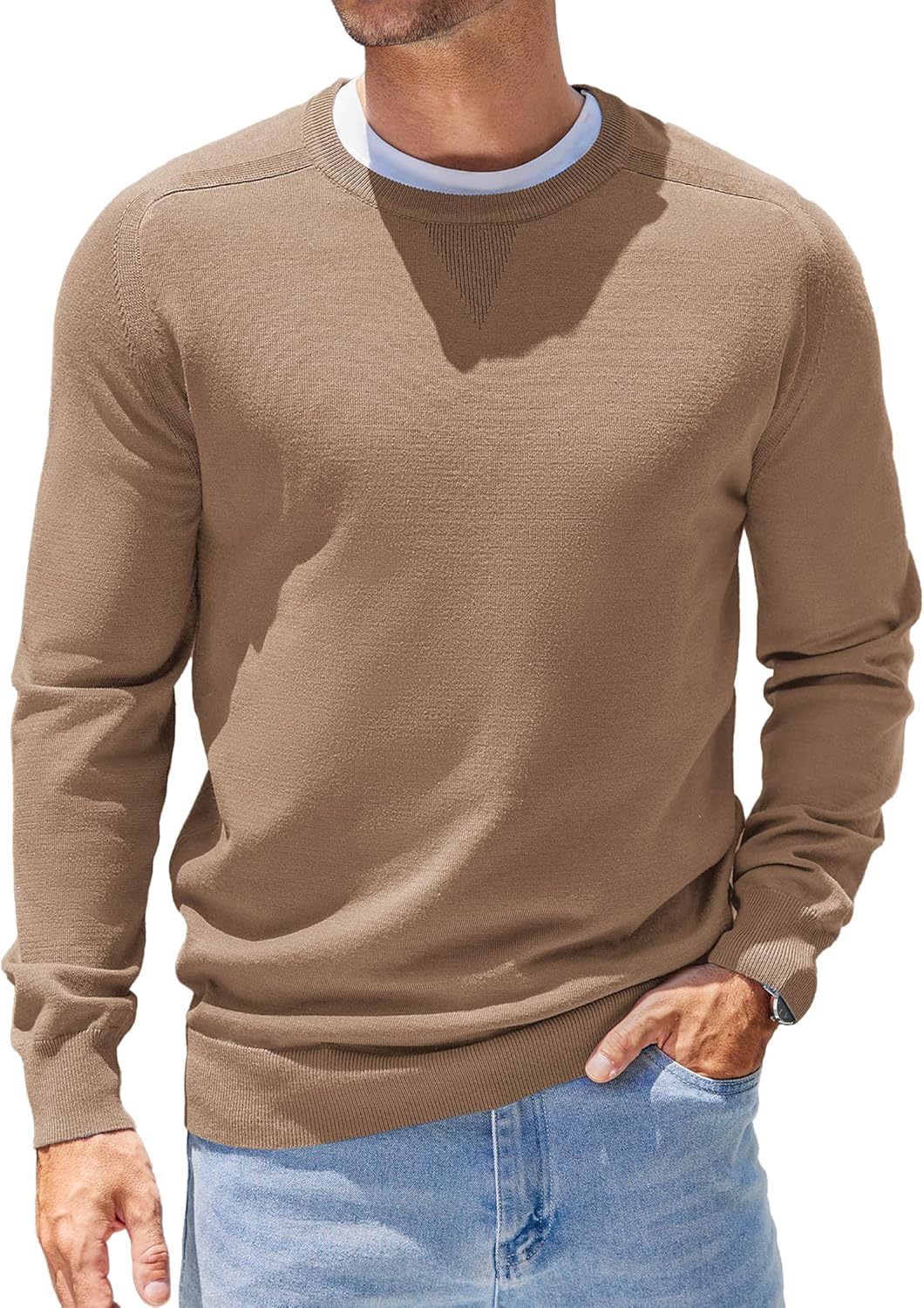 COOFANDY Mens Lightweight Crewneck Pullover Sweater for Comfort