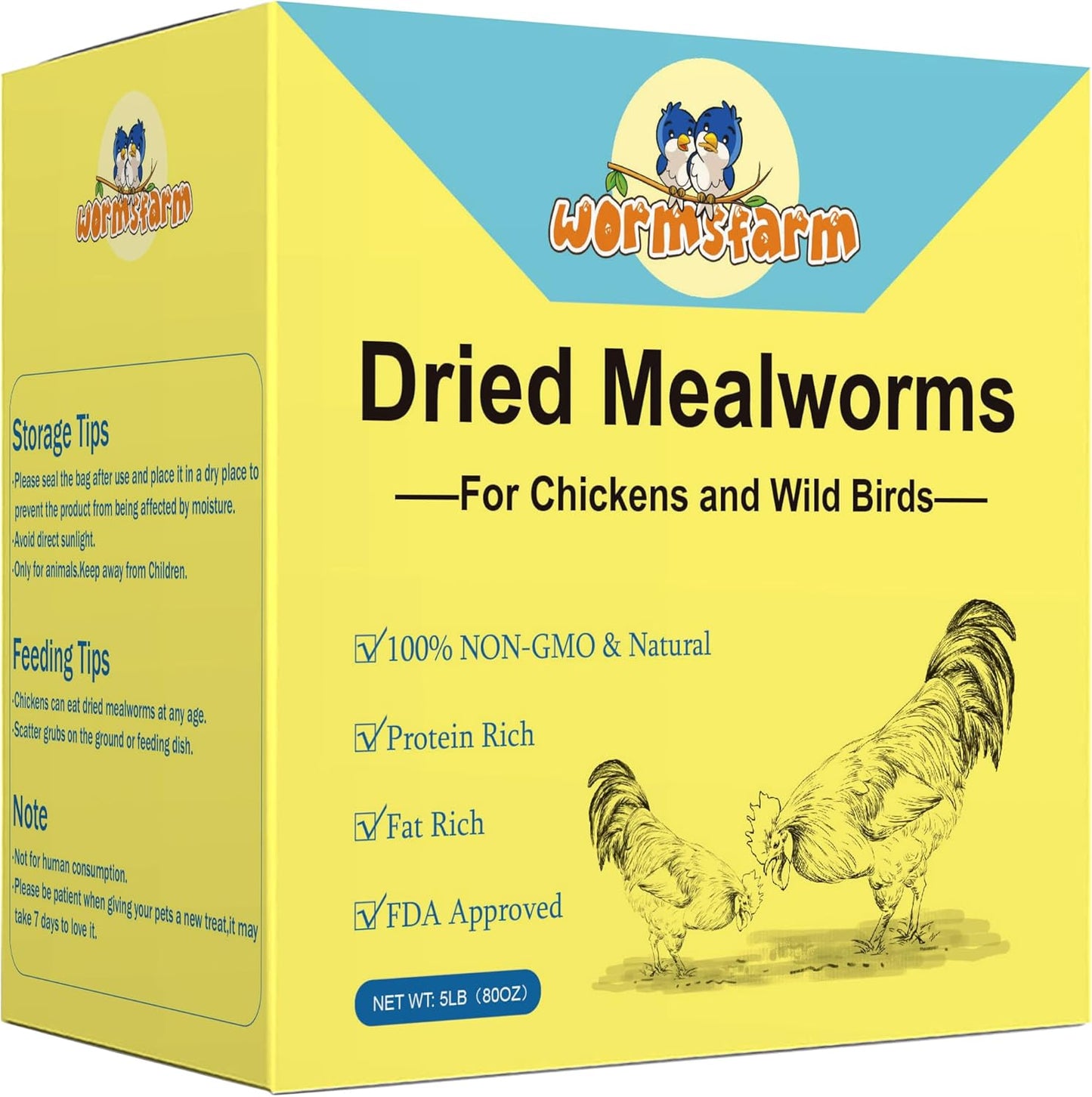 5lb Dried Mealworms for Chickens and Wild Birds Treats