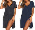 Ekouaer Nightgowns for Women 2 Pack Button Down Sleep (Style LM8N)