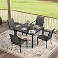 VICLLAX Patio Dining Set for 4 - Durable Square Table with 4 Sling