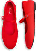 Women's Knit Round Toe Mary Jane Ballet Flats - Adjustable Strap