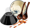 Japanese Ramen Bowl Set with Great Wave Design - Large 60oz Ceramic