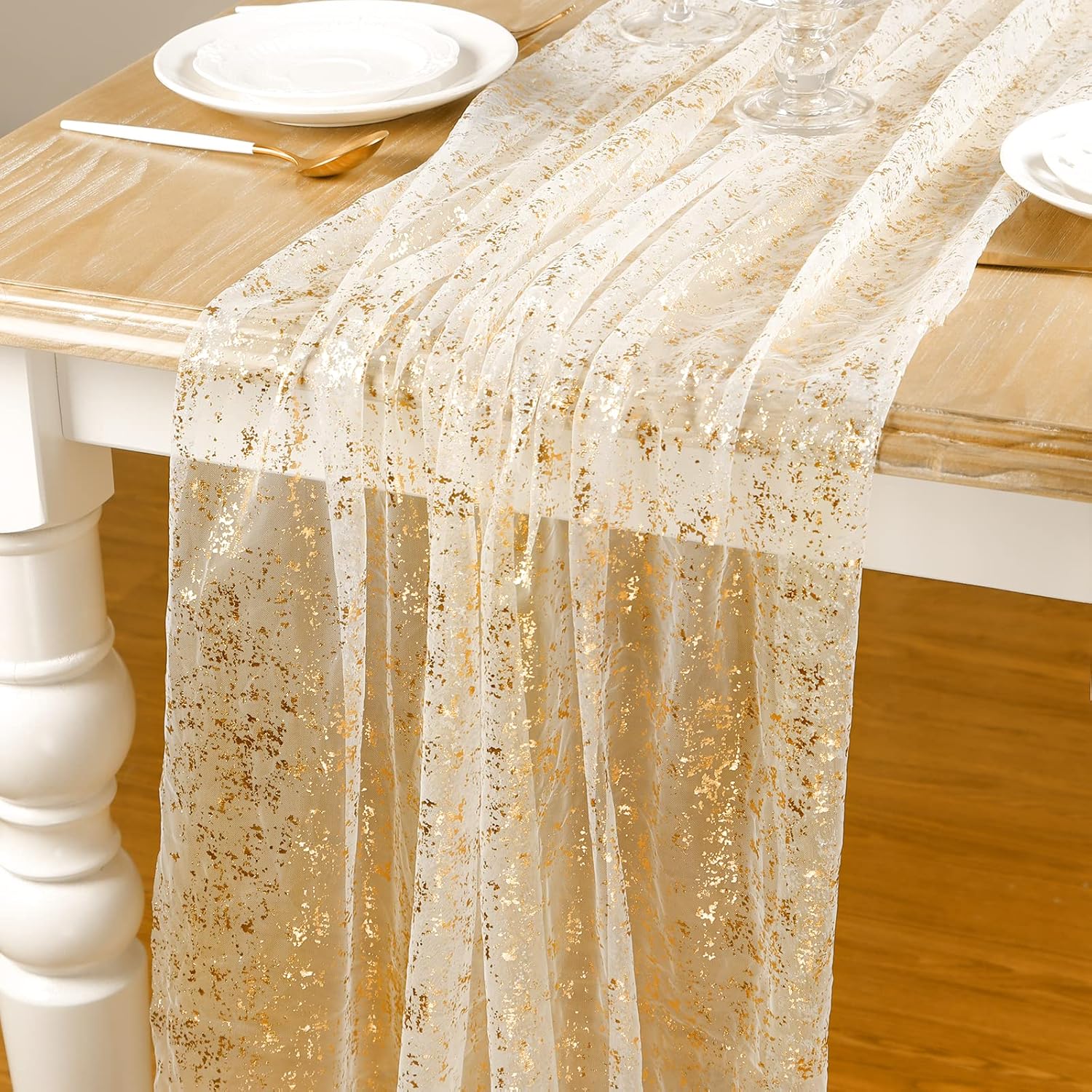 Elegant Gold Table Runners for Weddings and Parties - 10FT Set