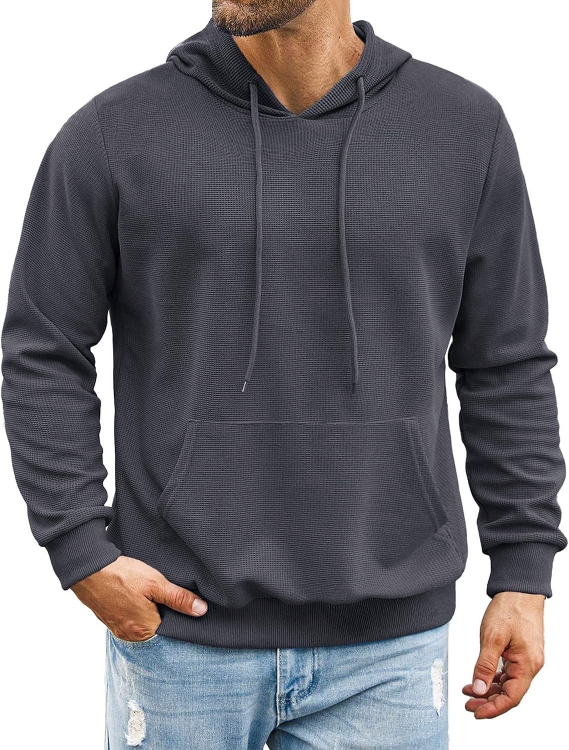 COOFANDY Men's Waffle Knit Hoodie - Cozy Style!
