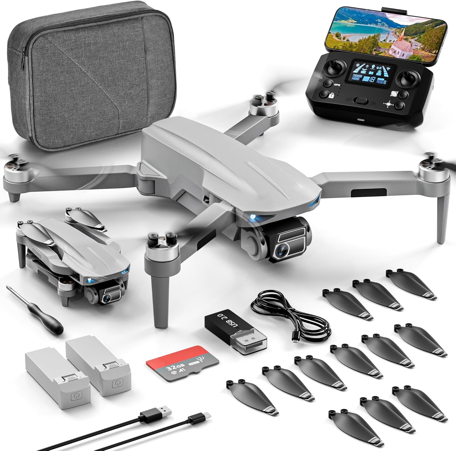 Folding 4K Drone: 52-Min Flight, 10000ft Range, Smart Return, Brushless Motor