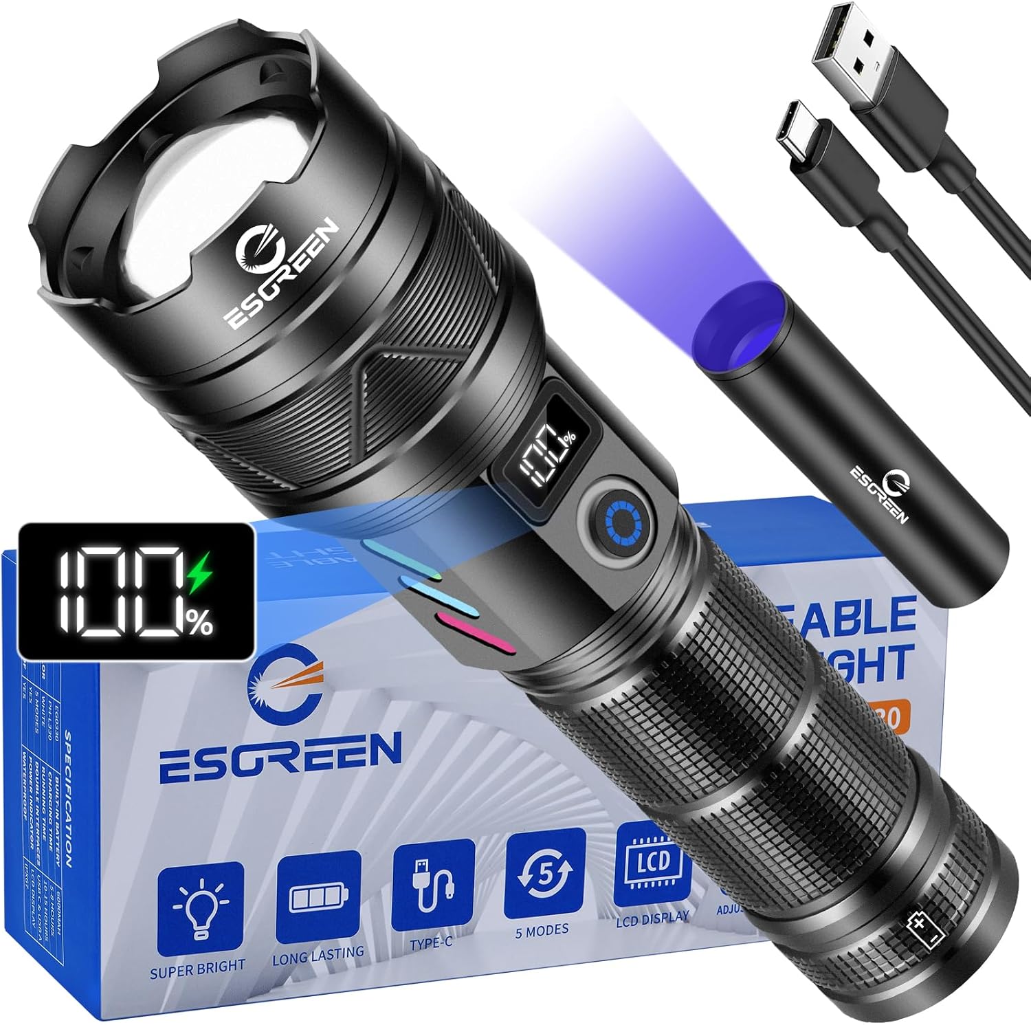 Super Bright USB C Flashlight - 1000000 Lumens!