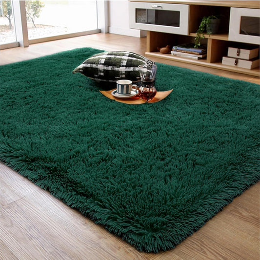 Ompaa Dark Green Rug 5x8 Fluffy Area Rug for Living Room