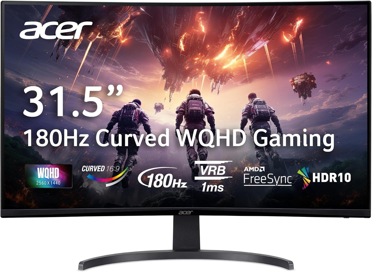 Acer Nitro 31.5 Inch Curved Gaming Monitor with 180Hz Refresh Rate