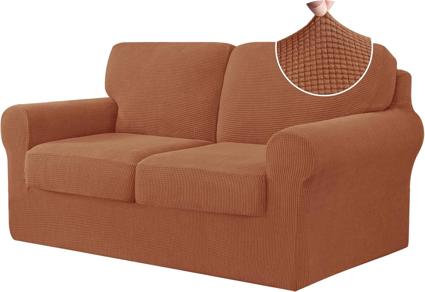 CHUN YI 5 Piece Loveseat Covers for 2 Cushion Couch Protection