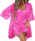 Ekouaer Women's Silk Robe Set V-neck 2 Piece - Lightweight Satin
