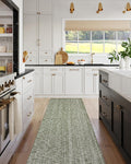 Hallway Runner Rug 10 ft Cotton Woven Washable Runner - Durable Green