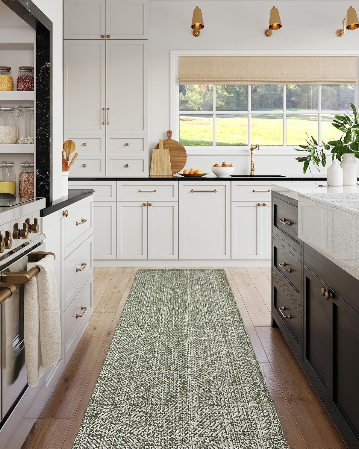 LEEVAN Hallway Runner Rug 10 ft - Modern Cotton Woven Design