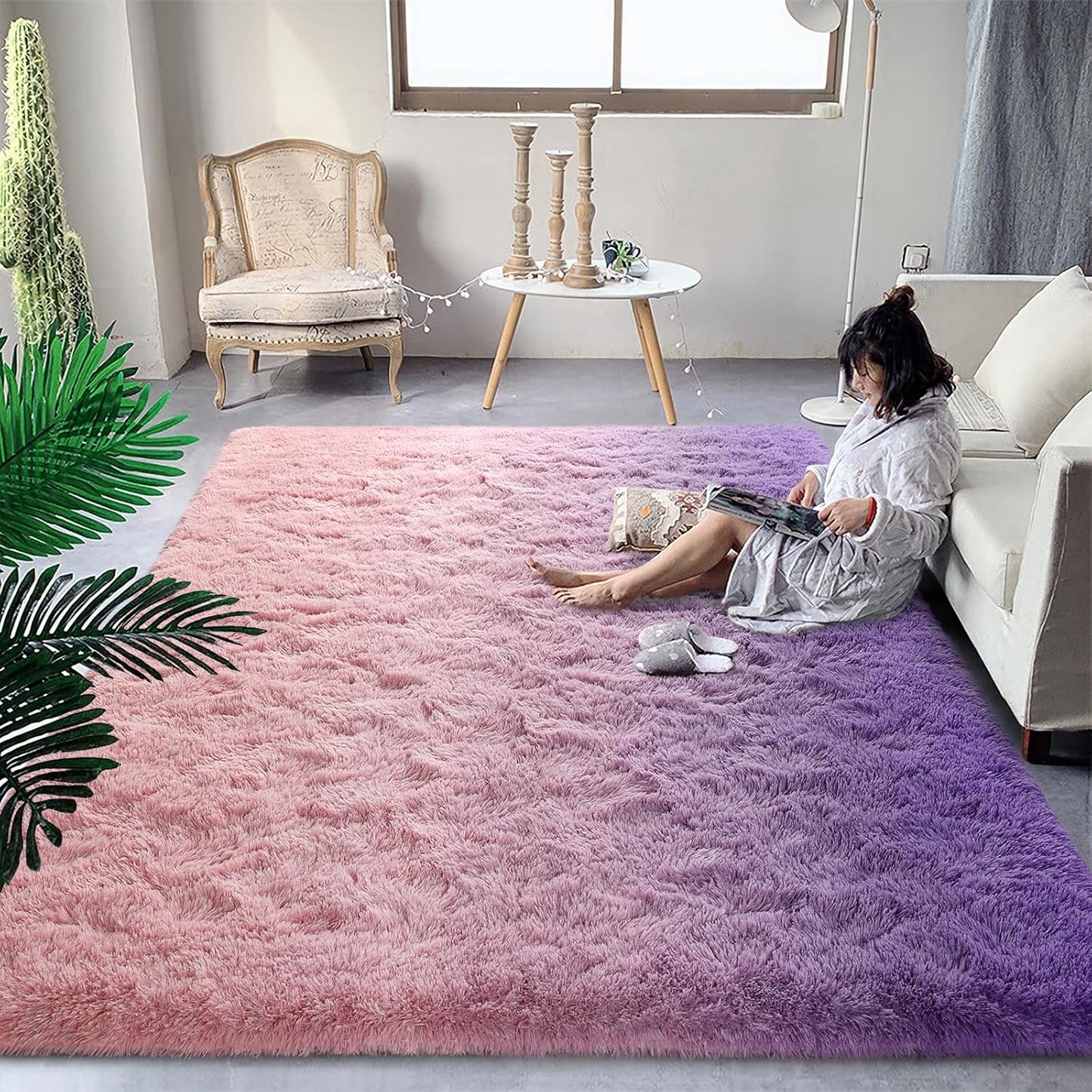 DweIke Luxury Fluffy Kids Rugs for Living Room and Bedroom