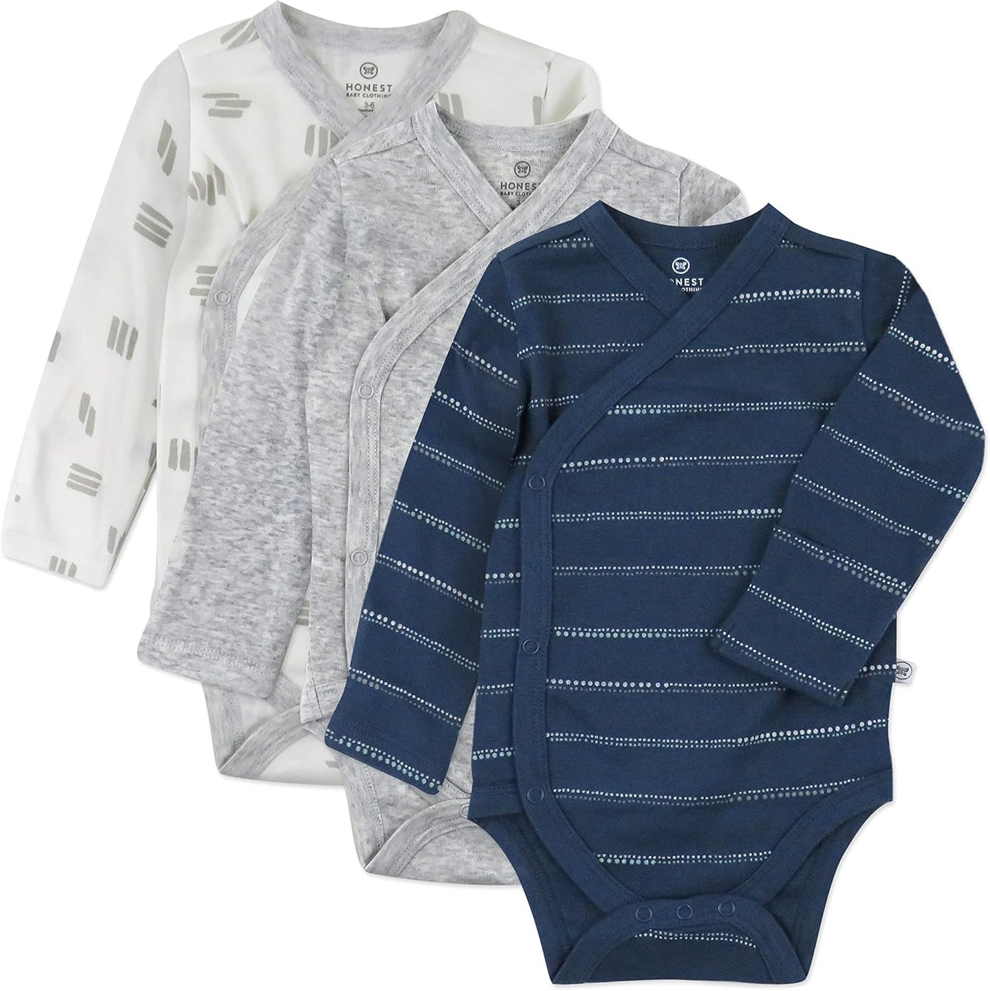 HonestBaby Organic Cotton Long Sleeve Side-Snap Bodysuits