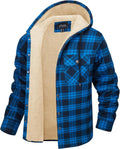 CRYSULLY Men's Flannel Sherpa Lined Hooded Shirt Jacket - Warm Winter