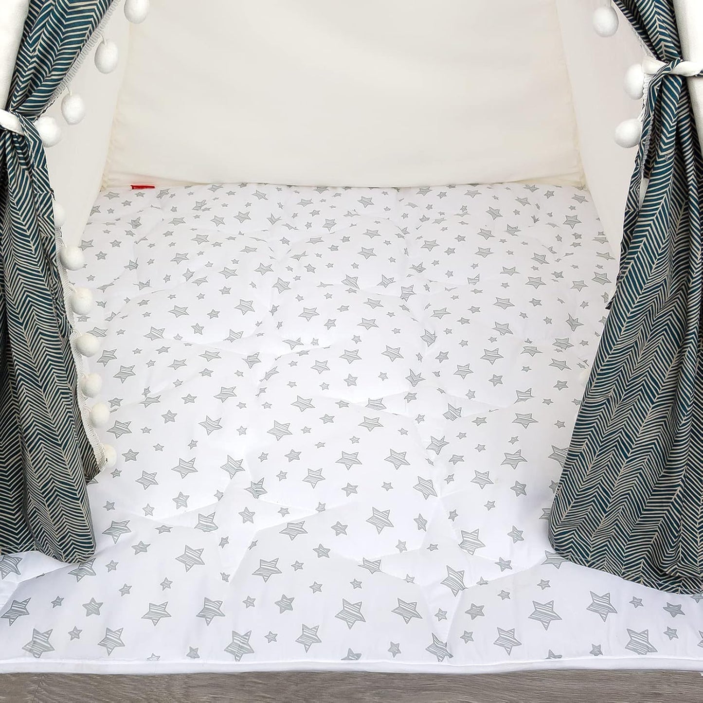 Teepee Tent Mat for Kids - Soft, Non-Slip, Star Patterned Cushion