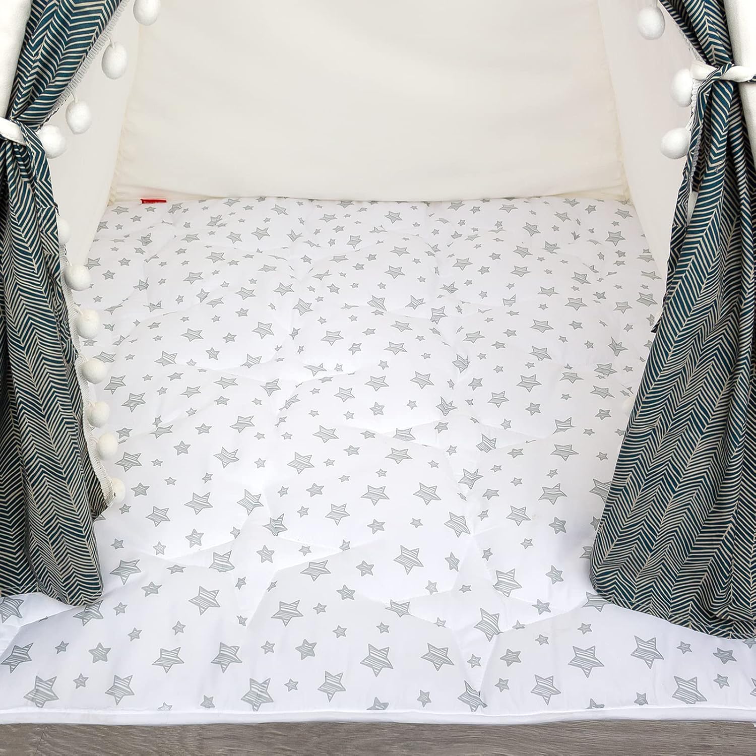 Teepee Tent Mat for Kids - Soft, Non-Slip, Star Patterned Cushion