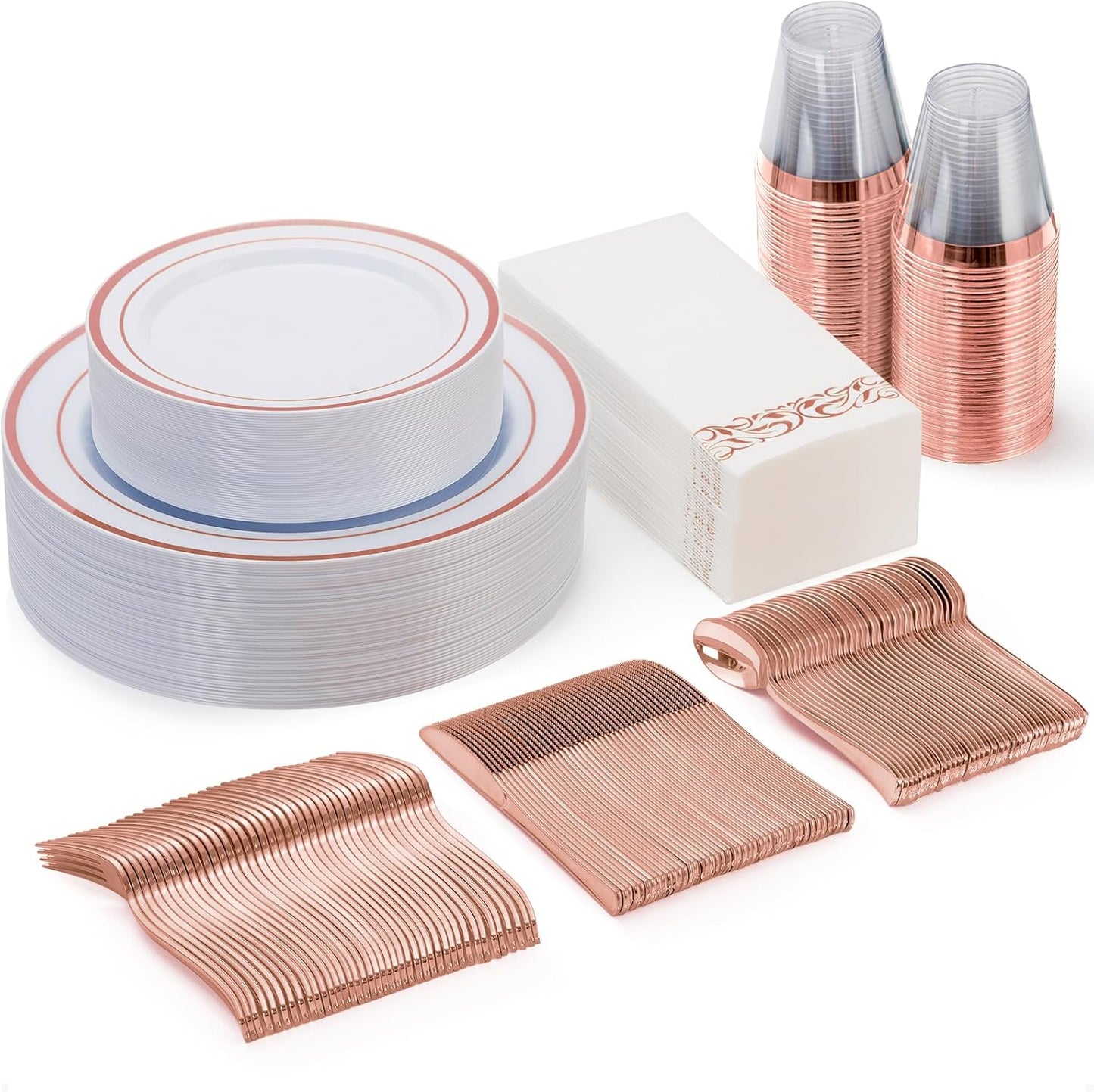 175 Piece Rose Gold Dinnerware Set for Elegant Parties
