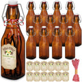 Uiifan 12 Pcs 8 oz Swing Top Brown Square Glass Bottles - Perfect