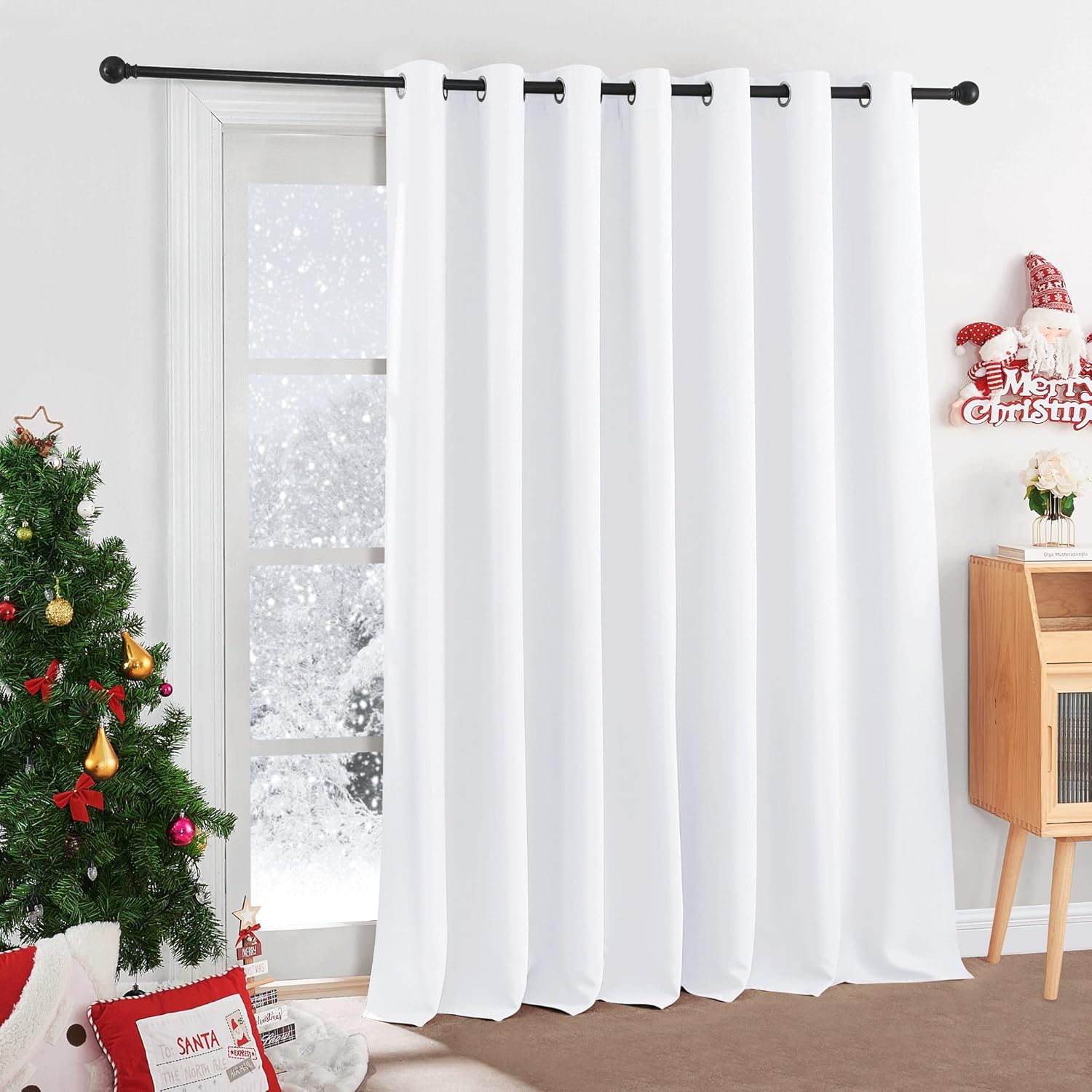 RYB HOME White Curtain Shades - Room Darkening Thermal Panels