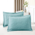 100% Cotton Quilted Pillow Sham King Aqua Blue - Soft Quilted Cover