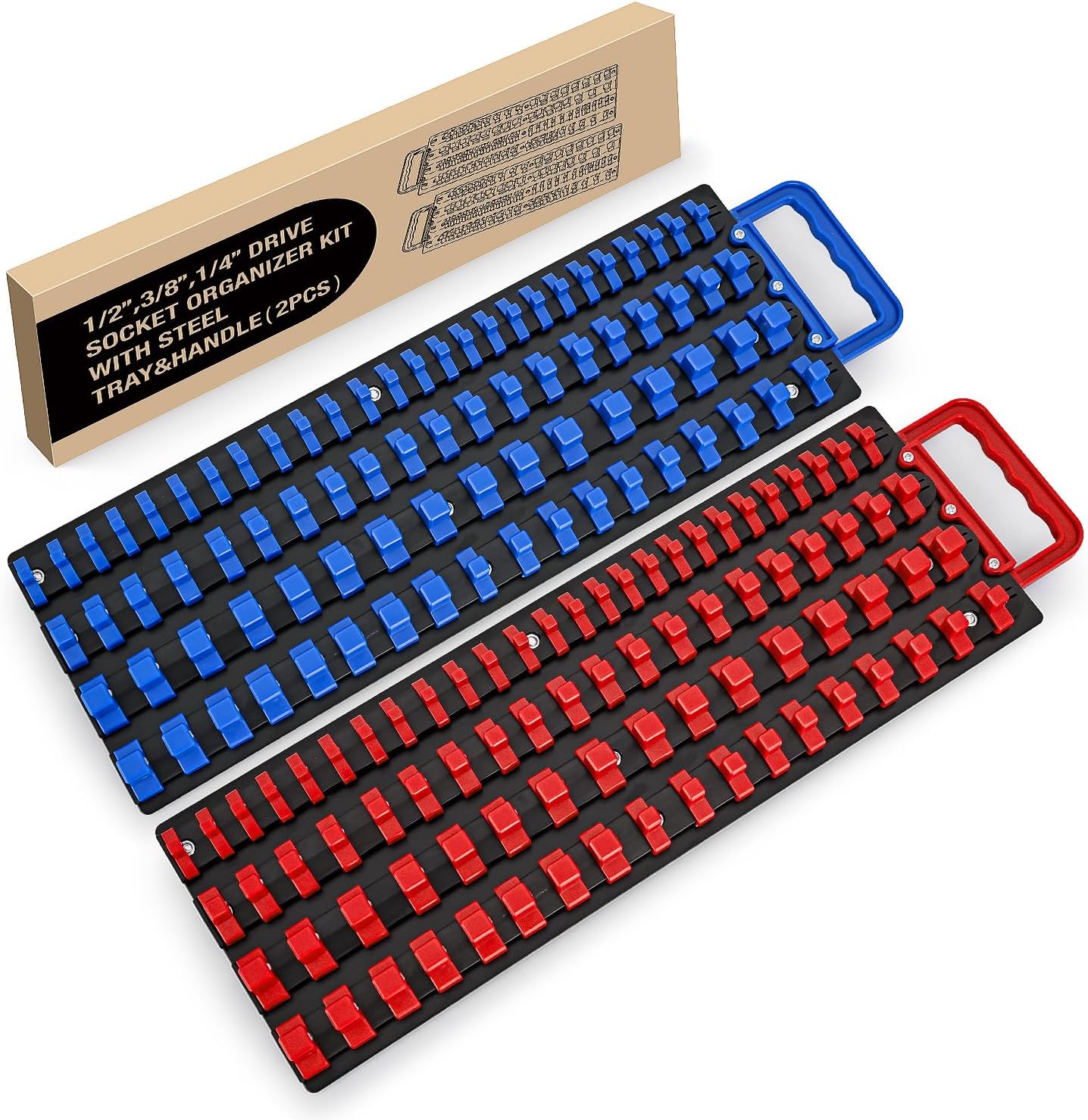 GOOACC Socket Organizer Tray Set for 1/4, 3/8, 1/2 inch Sockets