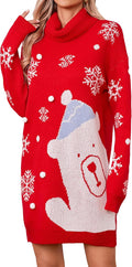 SunnyMelody Womens Christmas Ugly Sweater Dress - Cozy Oversized