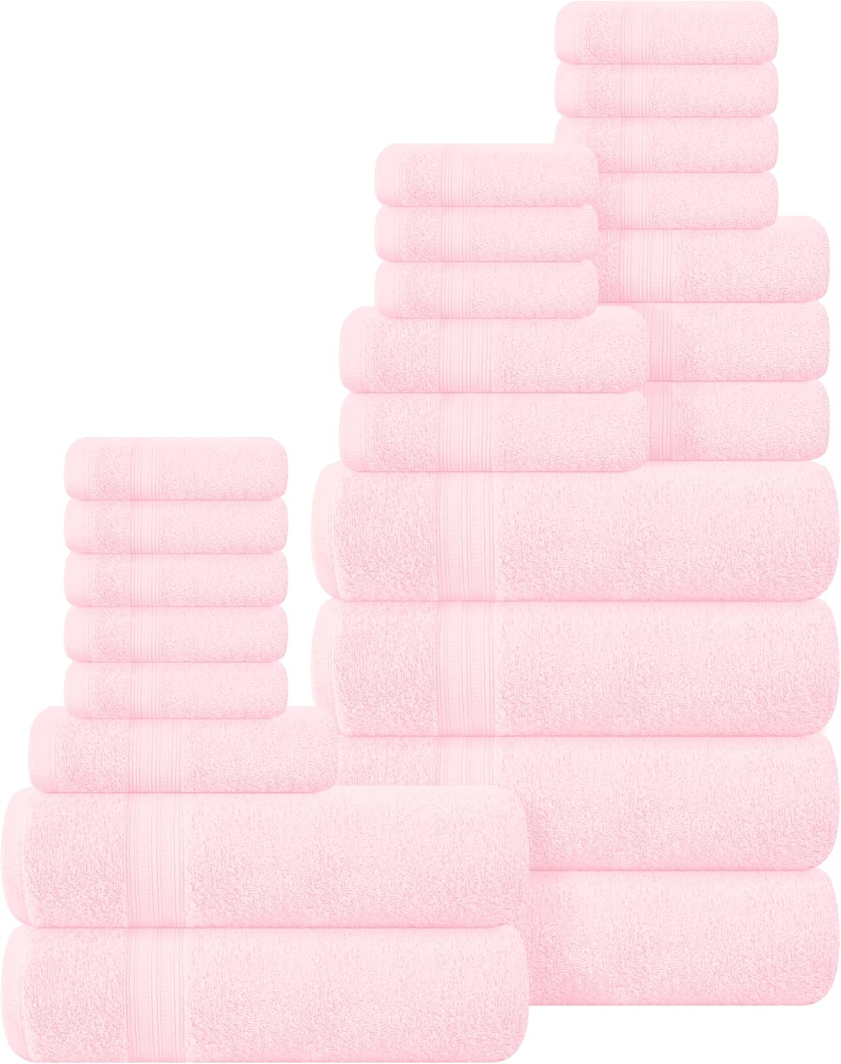 BOUTIQUO 24 Pack Cotton Towel Set for Everyday Use in Pink