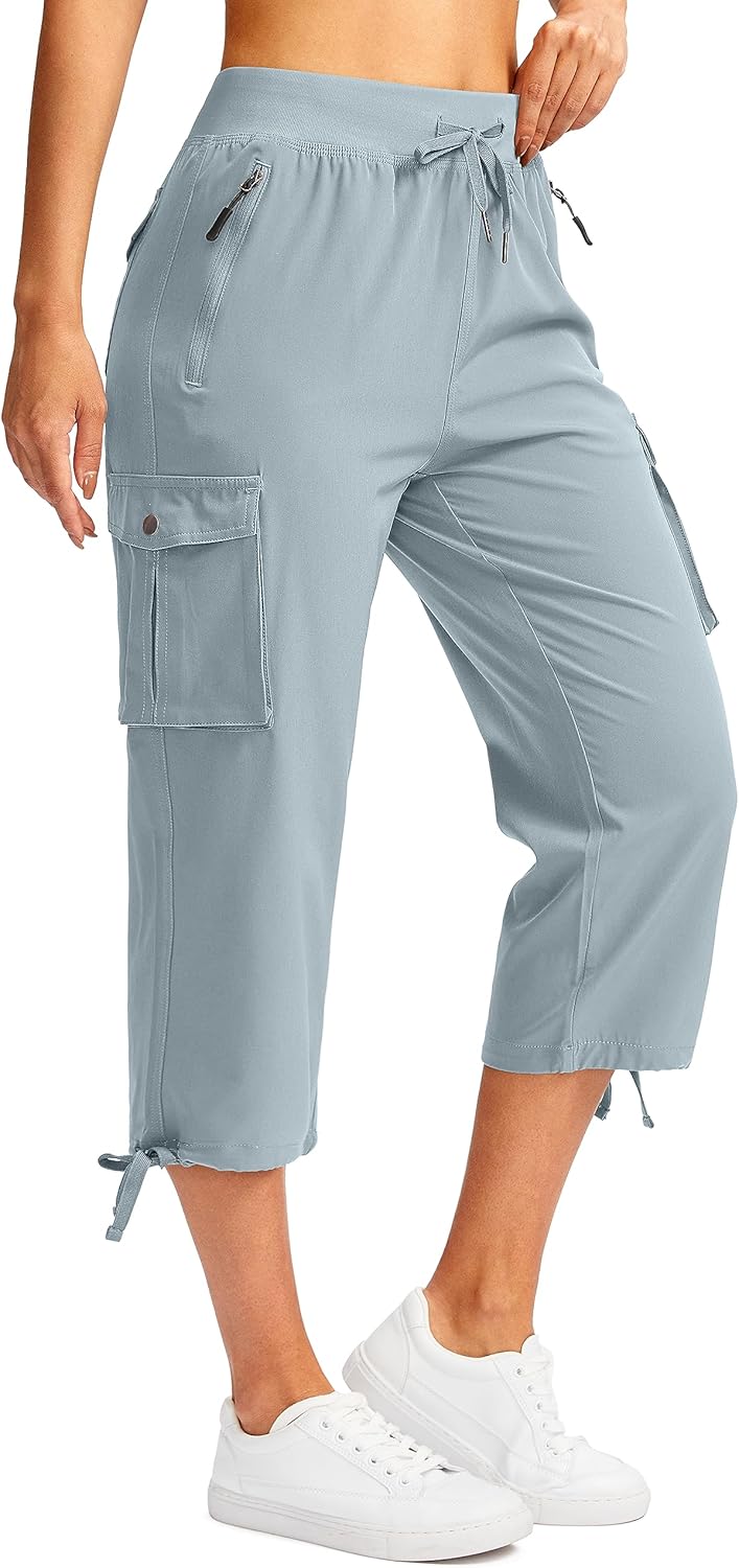 Soothfeel Women's Cargo Capris Pants for Hiking and Travel