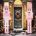 Giant 6ft Metal Nutcracker Yard Sign Duo - Festive Outdoor Decor