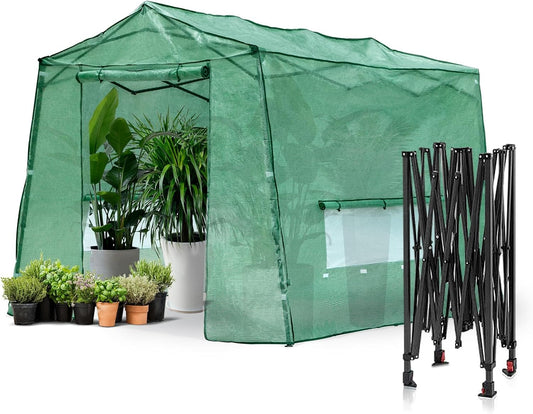 Portable Walk-in Greenhouse - Easy Assembly, Roll-up Windows, Zippered Doors