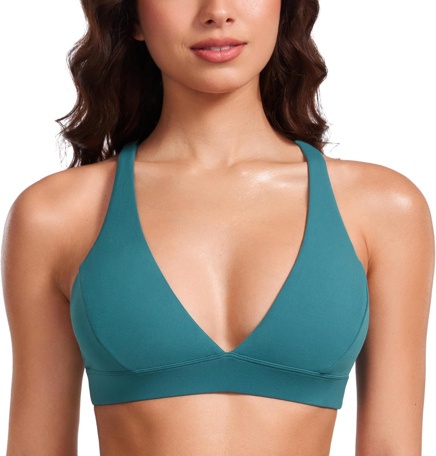 CRZ YOGA Butterluxe Deep V Sports Bra - Comfortable Support
