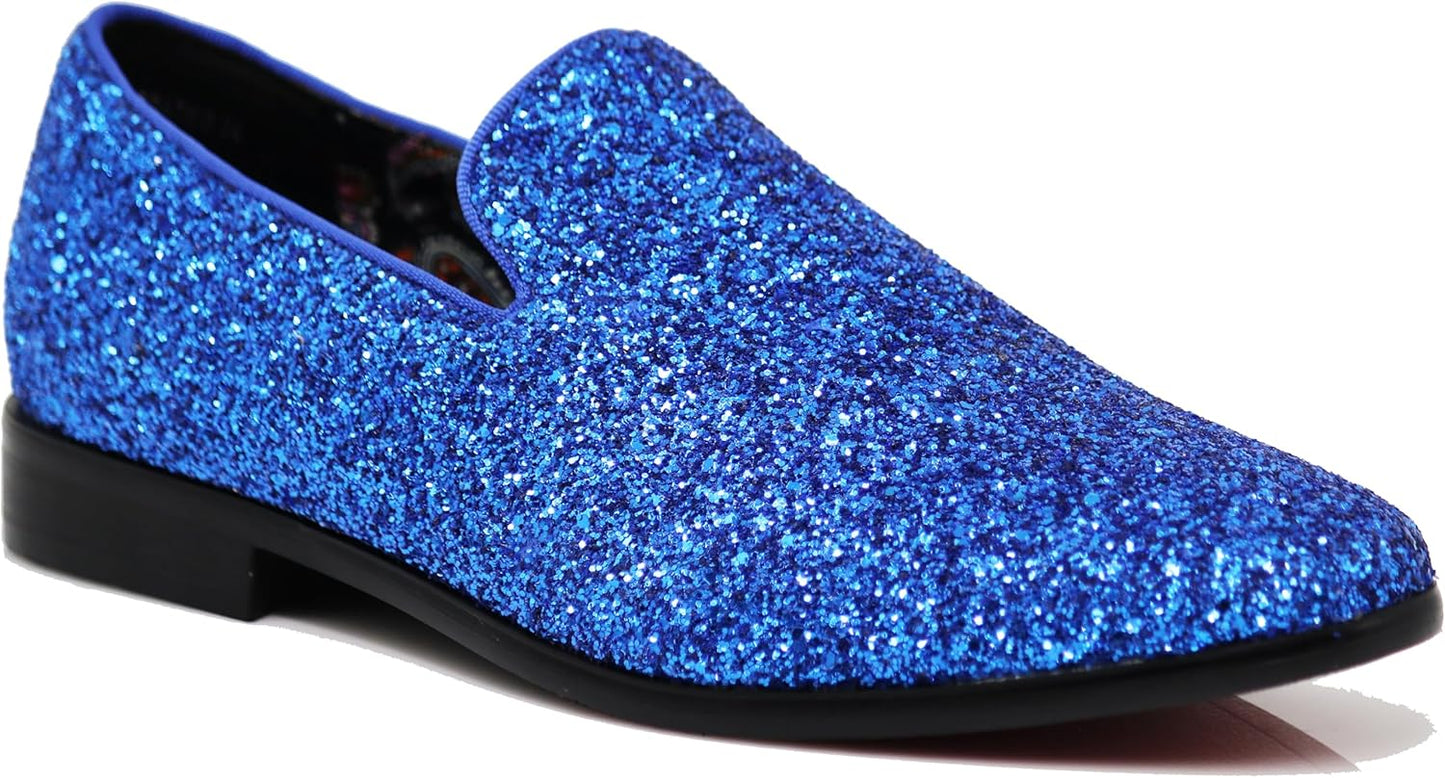 SPK04 Men's Vintage Glitter Dress Loafers for Stylish Occasions