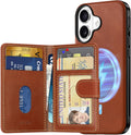 Genuine Leather Case for iPhone 16 6.1 in - Detachable Magnetic Wallet