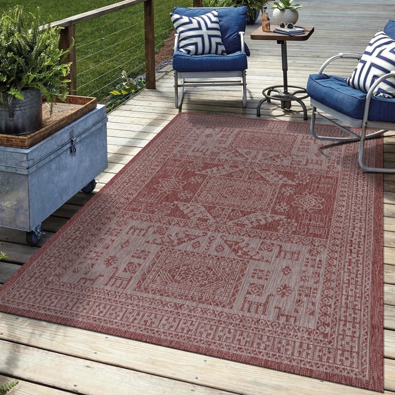 Keen Home Design Terrace Outdoor Area Rug - Washable 5x8 Rug