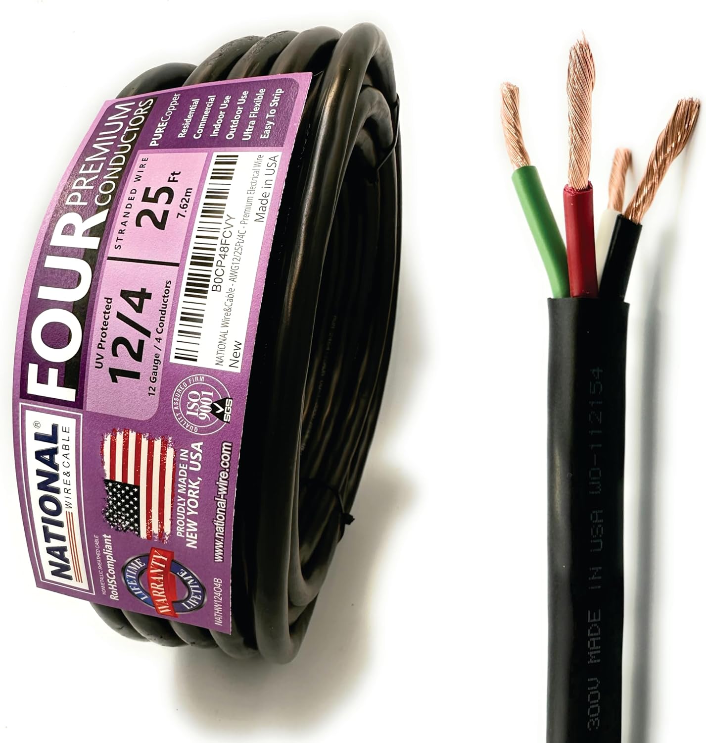 12 AWG 4-Conductor Premium Copper Wire for Versatile Use