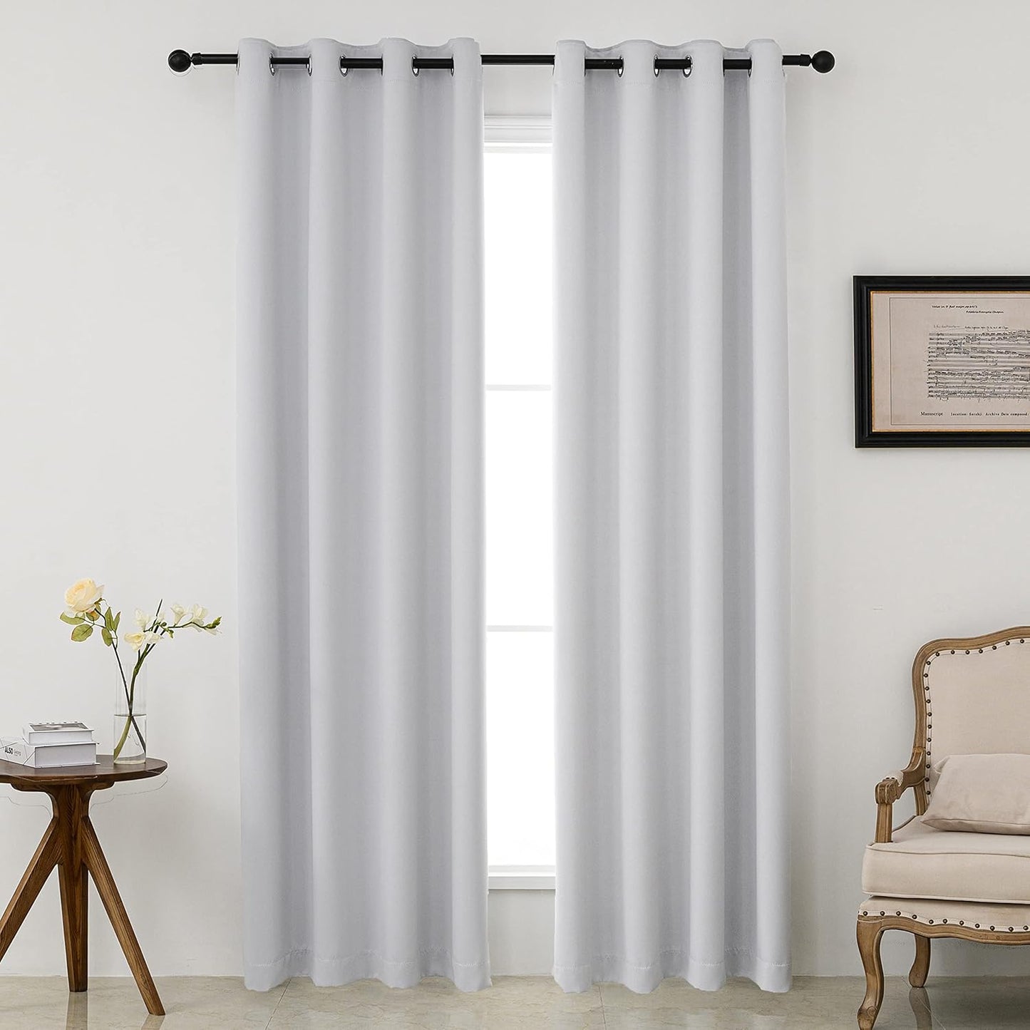 Pickluc Greyish White Blackout Curtains for Light Blocking