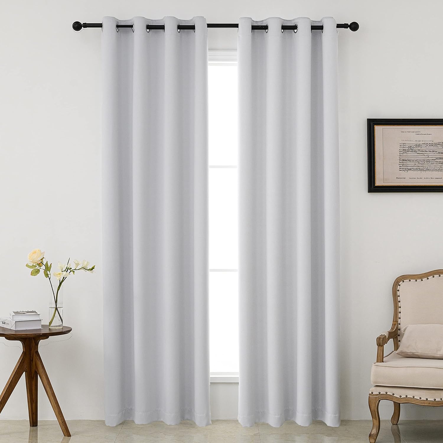 Pickluc Greyish White Blackout Curtains for Light Blocking