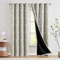 Blackout Curtains 90 in Length 2 Panels Green Damask Medallion - Room
