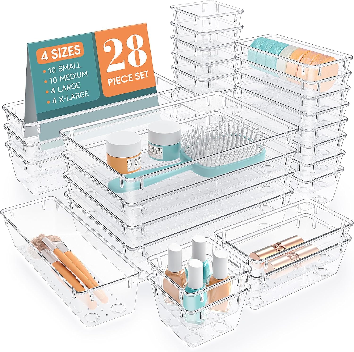 StorMiracle 28 PCS Clear Drawer Organizers Set - Perfect for Every Space