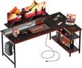 Mericonia L Shaped Computer Desk with Power Outlets - Corner Gaming up