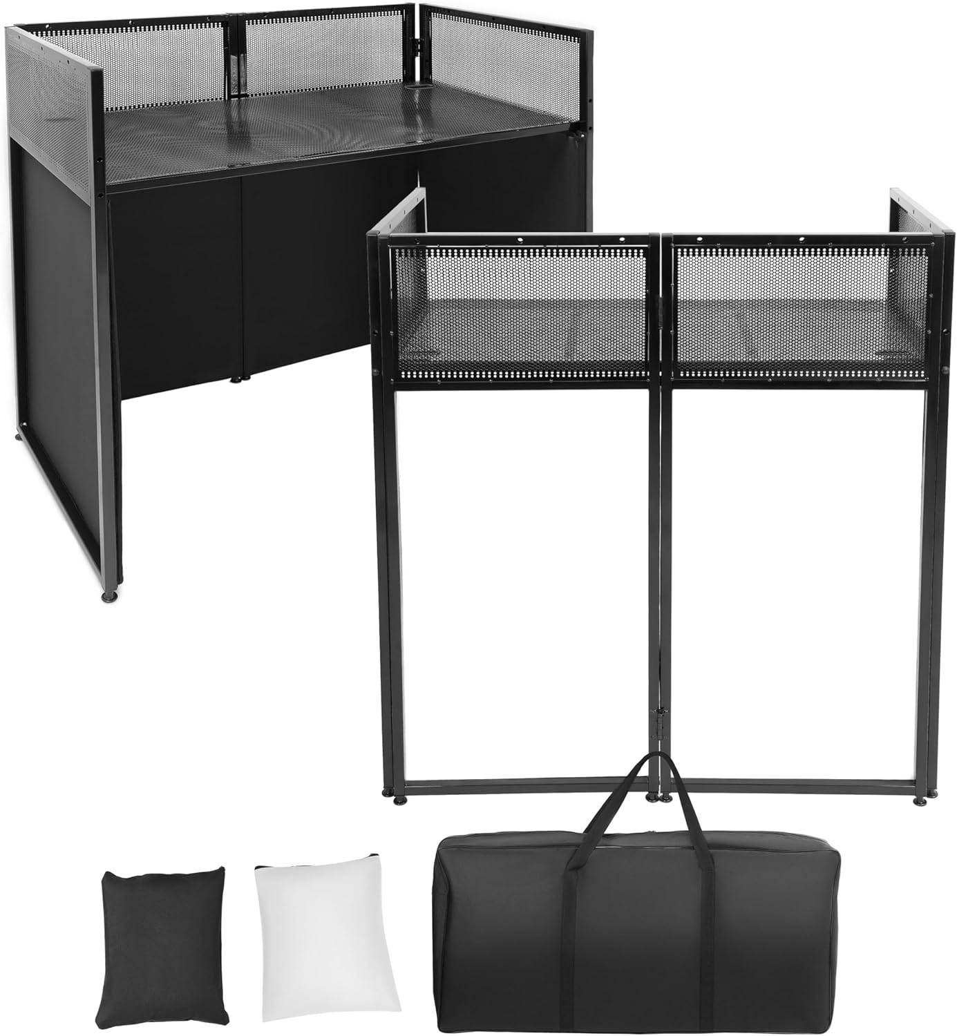 Portable DJ Booth Facade with Adjustable Height and Scrims